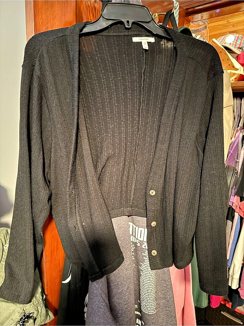 maurices Women's Black Striped Cardigan